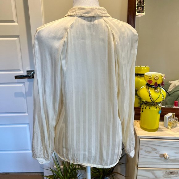 rouje barnabe white silk striped button down blouse - Picture 2 of 4